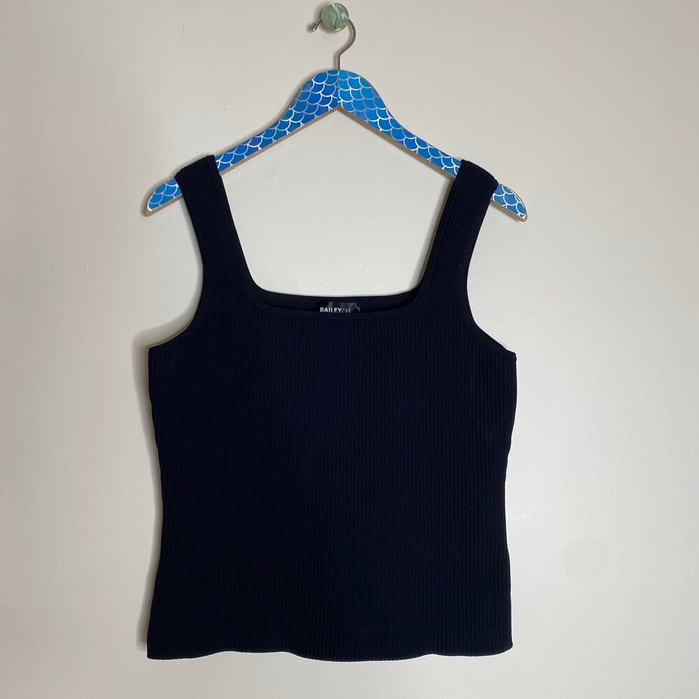 BAILEY/44 Black Ribbed Knit Square Neck Tank Top Size Large - Picture 7 of 7